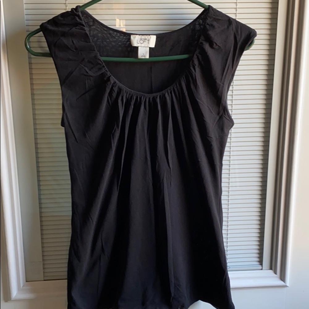 Black silk-like sleeveless blouse from Loft